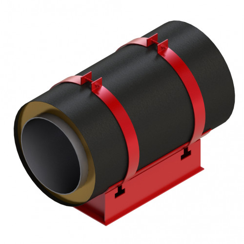 Опора скользящая хомутовая для труб в ППУ изоляции и полиэтиленовой оболочке 108х200х315 мм ГОСТ 30732-2006